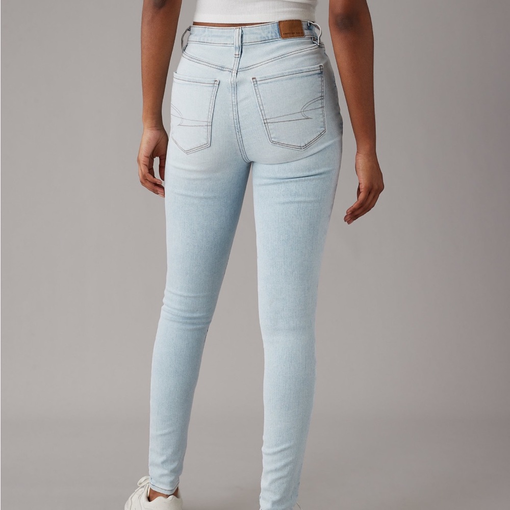 American Eagle Outfitters Skinny Jeans Light Wash Jeggings 10L High Waisted - Picture 2 of 9